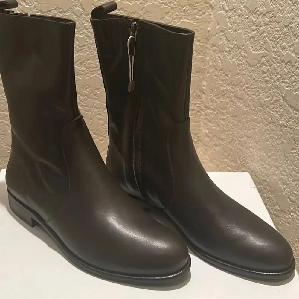 Leonardo Principi Ankle Boots Brown Leather Italian Luxury Minimalist Contempora